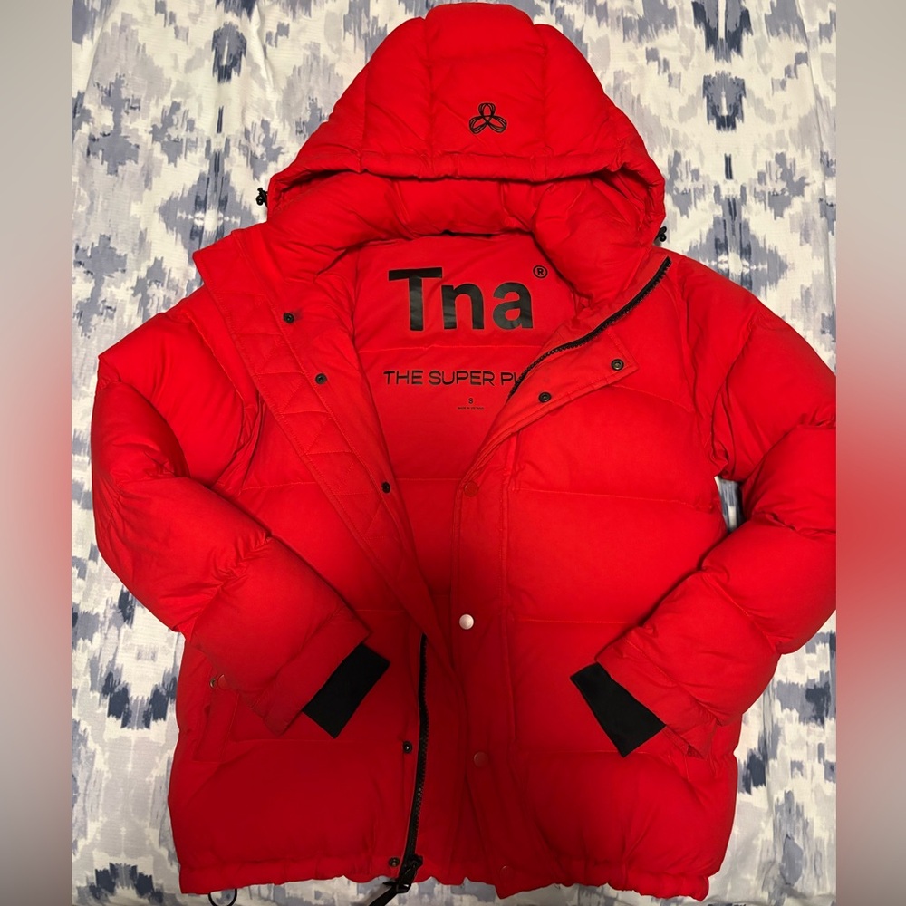 TNA Vibrant Red Hooded Puffer Jacket
